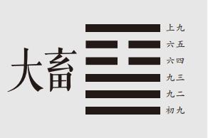 彖曰：大畜，刚健笃实辉光，日新其德，刚上而尚贤。能止健，大正也。不家食吉，养贤也。利涉大川，应乎天也。