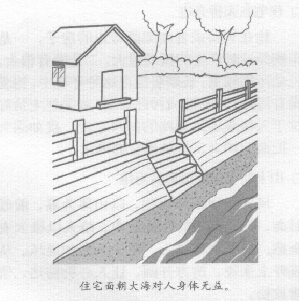 住宅不宜对着地下通道，不宜在喷水池旁，不宜在大海旁，住宅前适当种些树木，可以藏风聚气